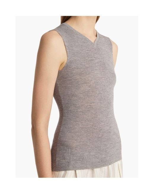 Khaite Gray Renato Ribbed Top