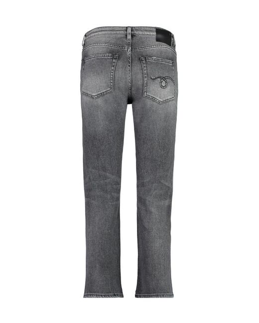 R13 Gray Mid Rise Distressed Edge Jeans