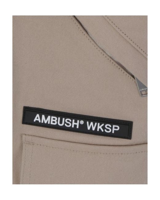 Ambush Gray Logo Patch Belted Cargo Shorts for men