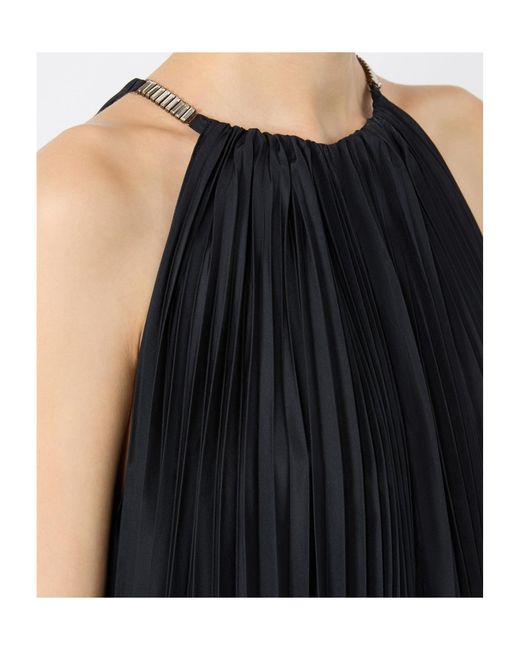 Max Mara Black Sleeveless Plisse-Pleated Taffeta Dress