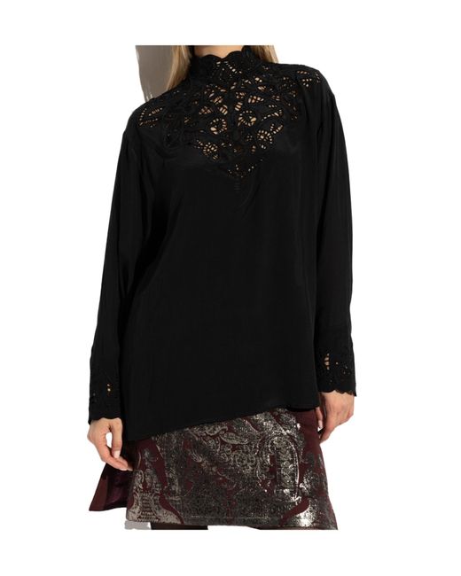 Etro Black Lace Detailed Long-Sleeve Top