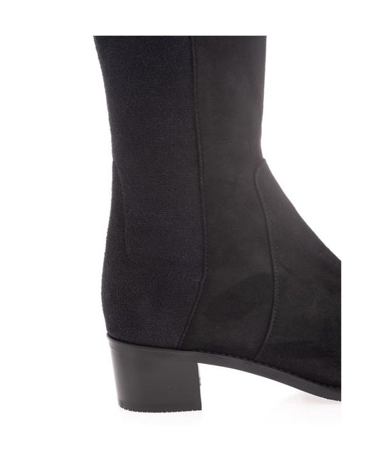 Stuart Weitzman Black Long Round-Headed Boots