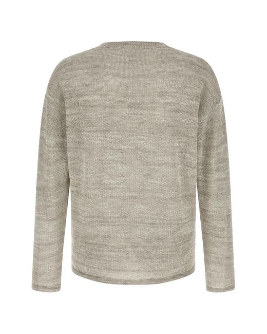 Roberto Collina Gray Mouliné Crew Neck Knitted Sweater for men
