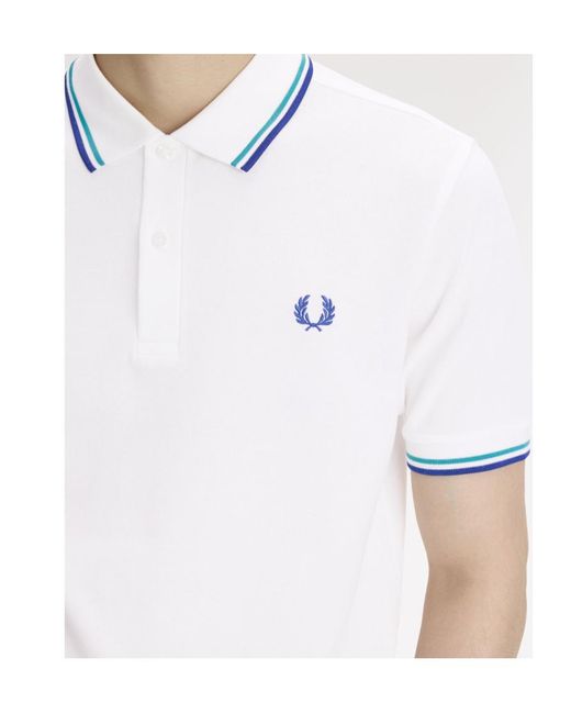 Fred Perry White Twin Tipped Polo Shirt for men