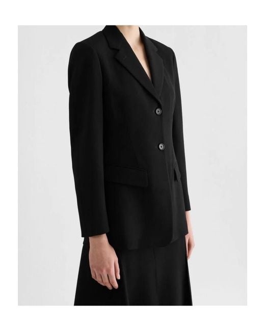 Jil Sander Black Wool Sablé Tailored Jacket