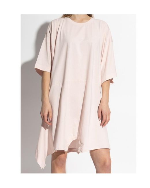 MM6 by Maison Margiela Pink Asymmetric Crewneck Dress