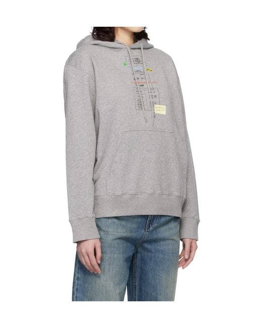 MM6 by Maison Margiela Gray Unbrushed Long-Sleeve Hooded Sweatshirt