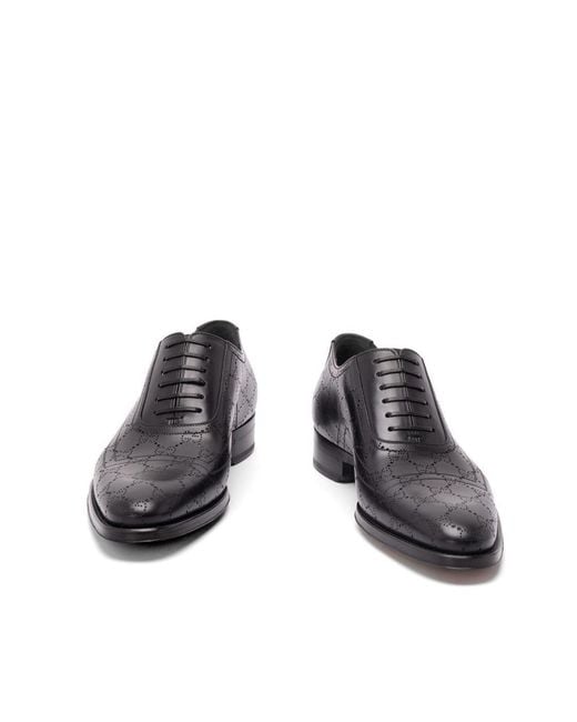 Gucci Black Lasered Gg Lace-Up Shoes for men