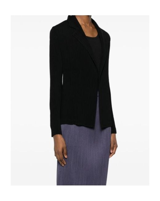 Issey Miyake Black Single Breasted Pleated Jacket