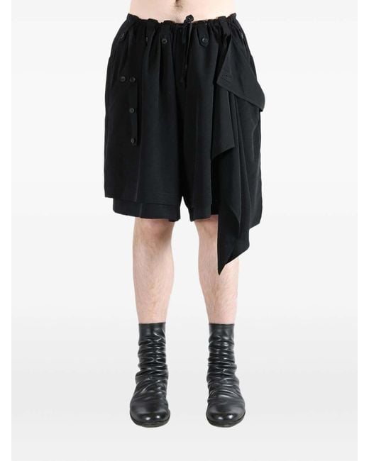 Yohji Yamamoto Black Ta Tuxedo Drape Panel Attached Shorts for men