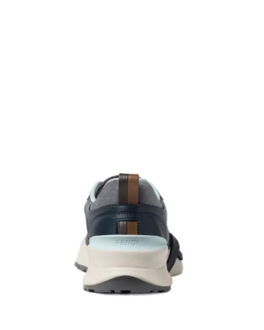 Fendi Blue Flow Lace-Up Sneakers for men