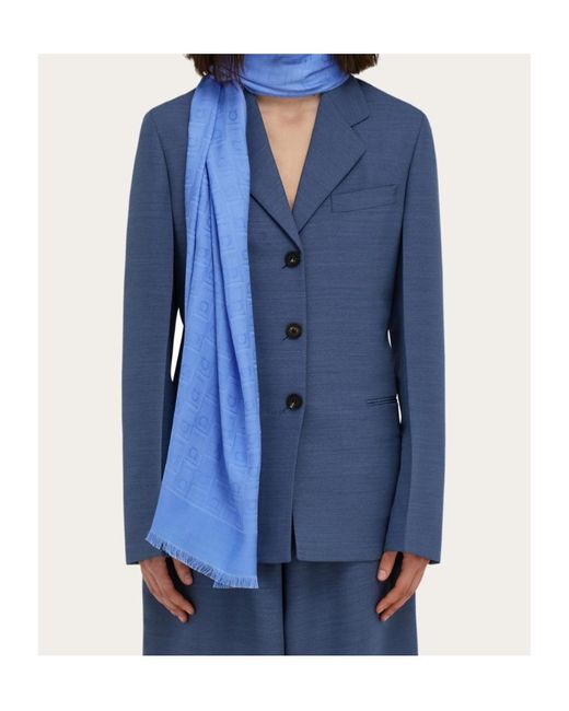 Ferragamo Blue Ferragamo Monogram Stole