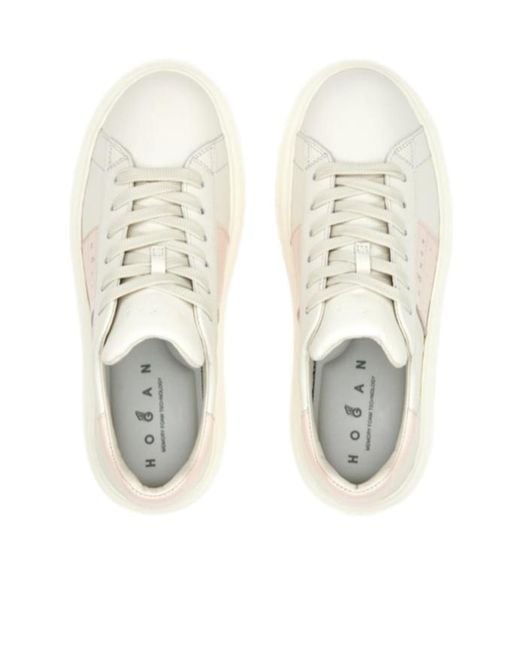 Hogan White H-Stripe Logo Printed Sneakers
