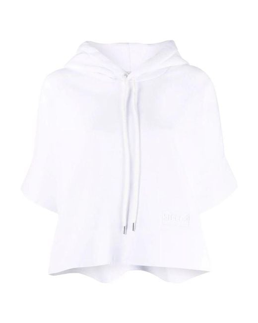 Stella McCartney White Cropped Short-Sleeve Hoodie