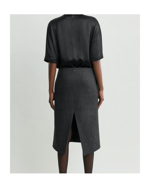 Totême  Black Slit Midi Skirt