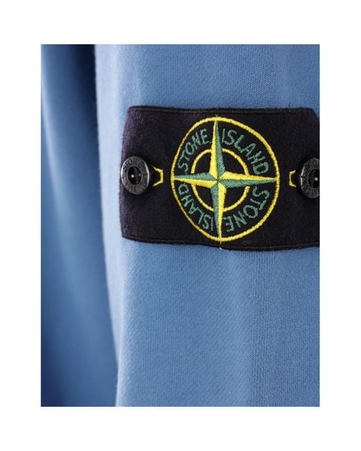 Stone Island Blue Logo Patch Crewneck Sweatshirt for men