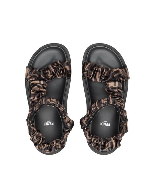 Fendi Brown Feel Ff Motif Sandals