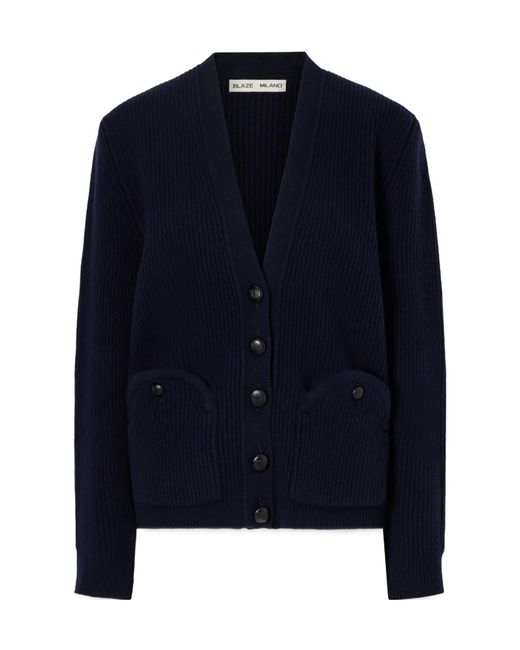 Blazé Milano Blue V-Neck Knit Cardigan