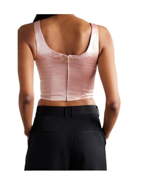 LoveShackFancy Pink Lorelai Cropped Bustier Top