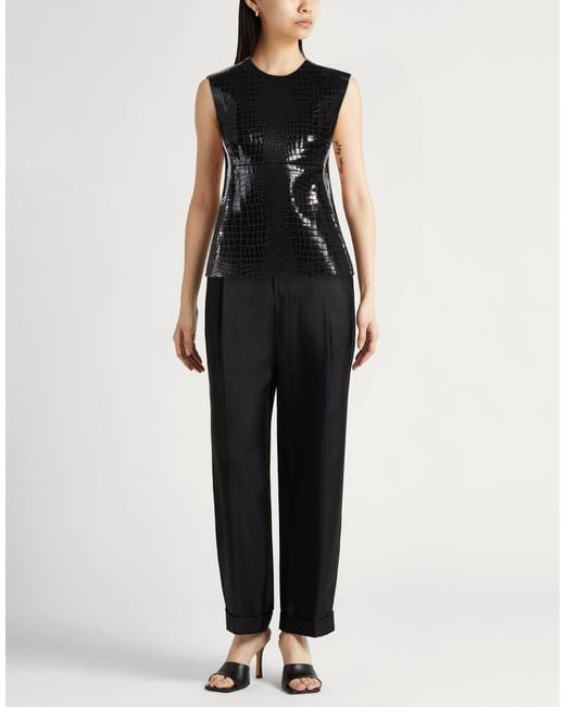 Tory Burch Black Crocodile Embossed Sleeveless Top