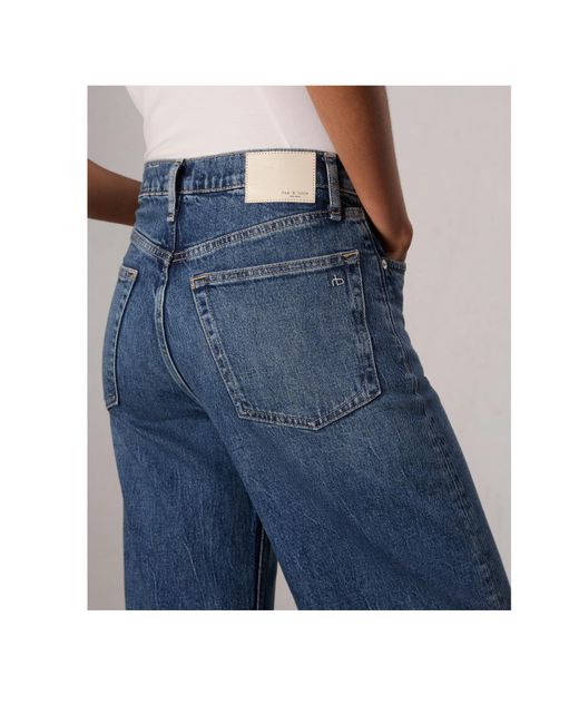 Rag & Bone Blue Logo-Patch Cropped Jeans