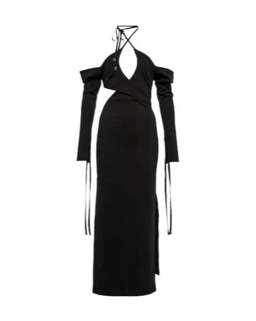 The Attico Black Greta Off-Shoulder Halterneck Dress