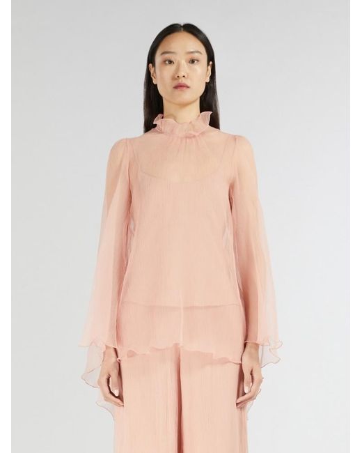 Max Mara Pink Maniero Chiffon Top