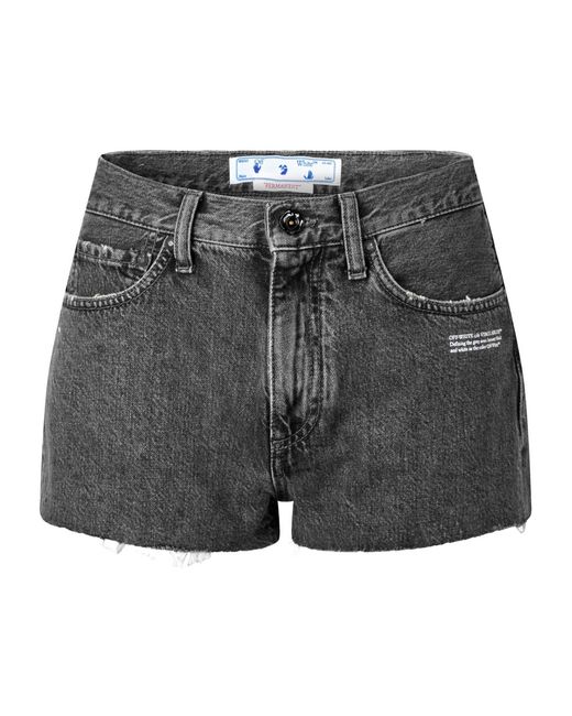Off-White c/o Virgil Abloh Gray Acidwash Denim Shorts