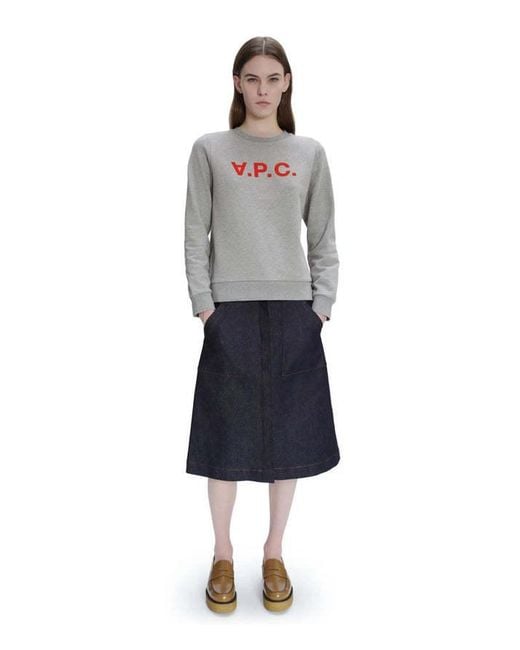 A.P.C. Gray Flocked Logo Organic Cotton Sweatshirt