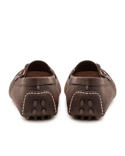 Versace Brown Robin Suede Driver Shoes for men