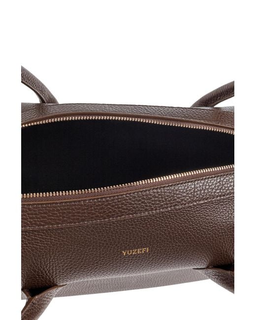 Yuzefi Brown Zipper Shoulder Bag