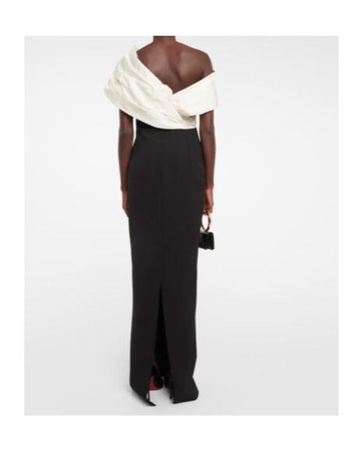 Safiyaa Black Lerena Vista Crêpe And Faille Maxi Gown