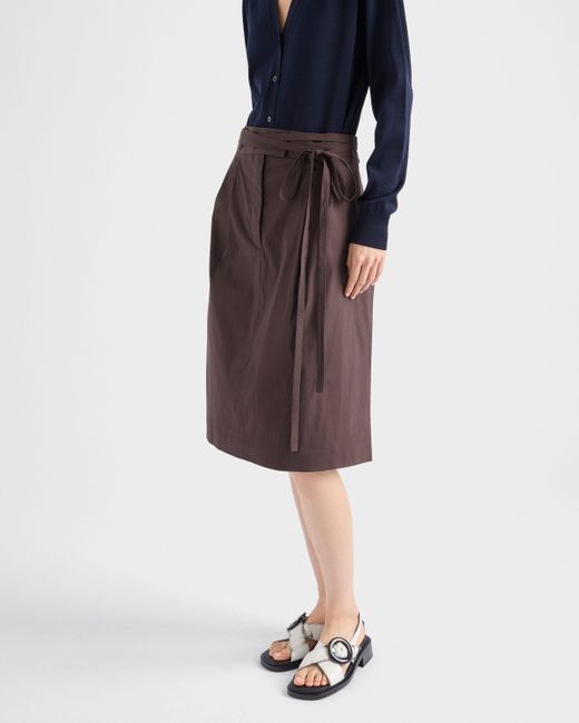 Prada Brown Stretched Poplin Skirt