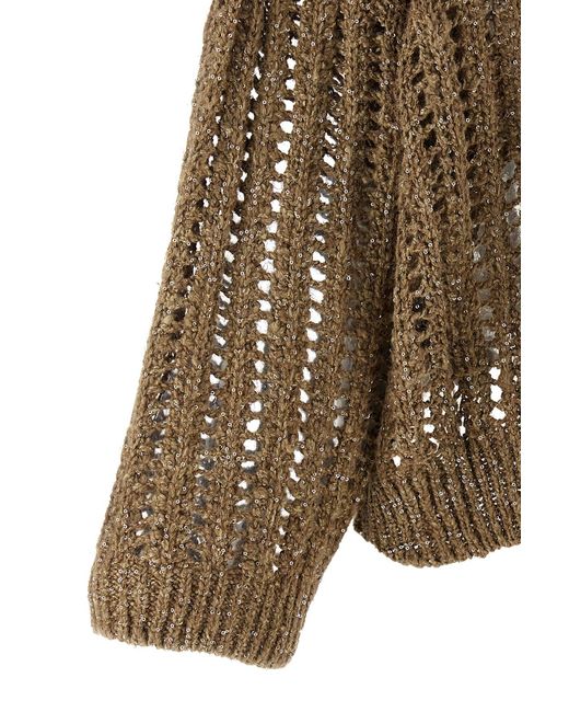 Brunello Cucinelli Brown Crewneck Drop Shoulder Jumper