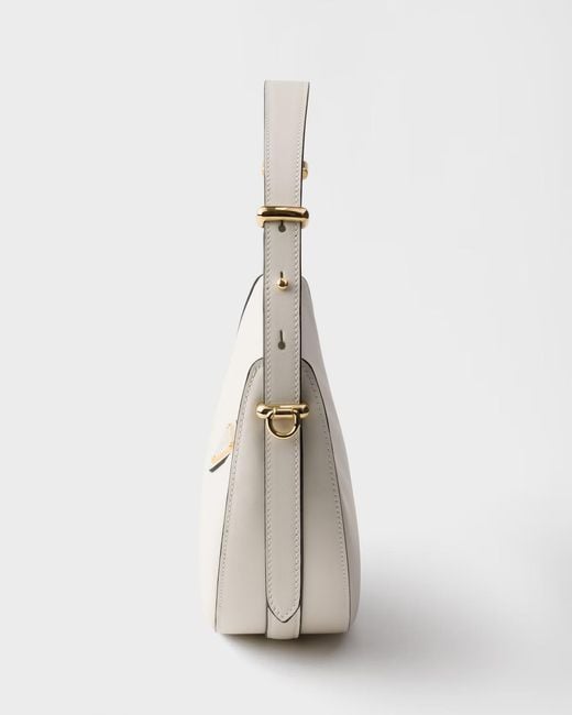 Prada White Arqué Mini Leather Shoulder Bag