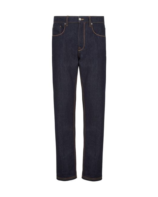 Fendi Blue Straight-Leg Long Jeans for men