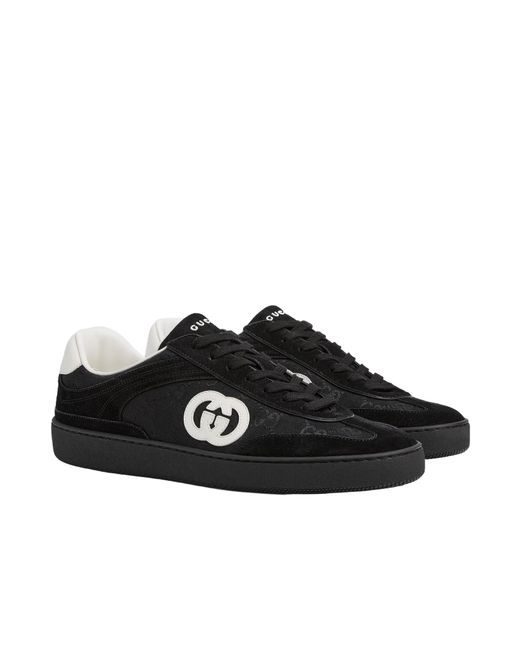 Gucci Black Apos;S G75 Canvas And Suede T-Toe Low-Top Sneakers for men