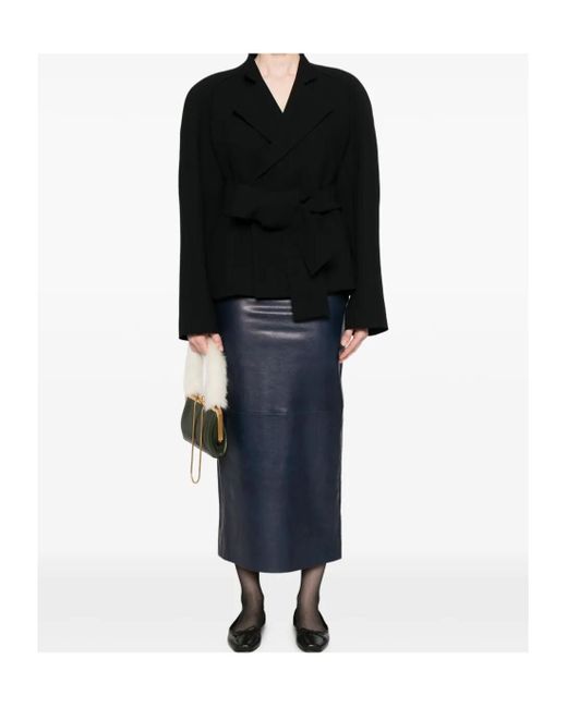 Khaite Black Edith Long-Sleeved Belted Jacket
