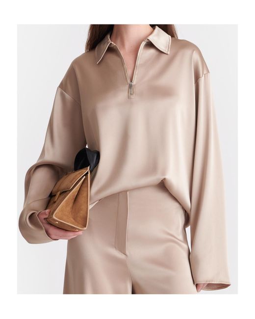 Nanushka Natural Satin Polo Top
