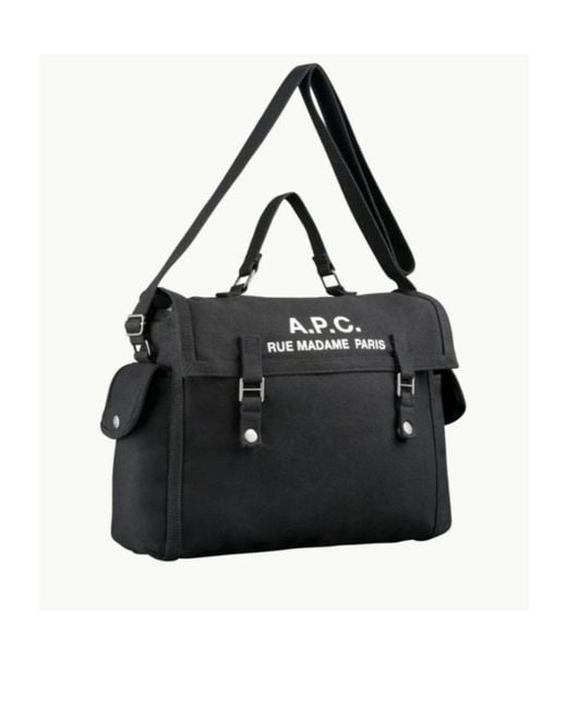 A.P.C. Black Recuperation Foldover Messenger Bag for men