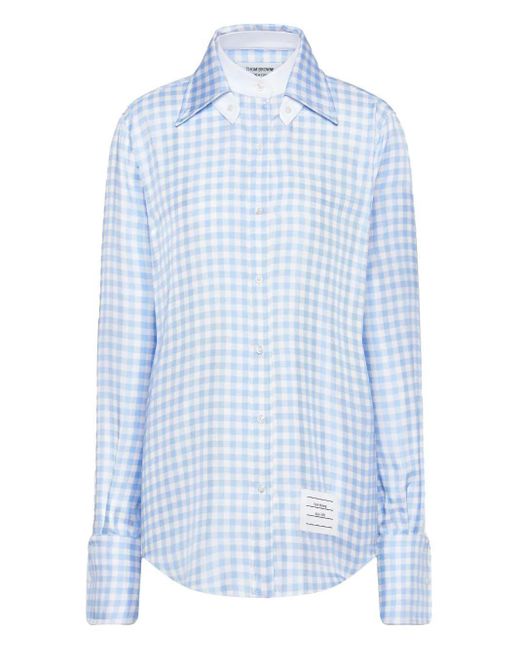 Thom Browne Blue Twill Gingham Shirt