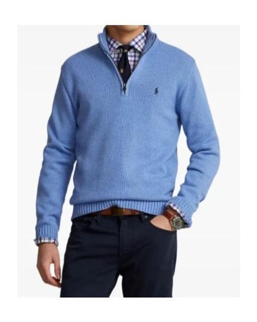 Polo Ralph Lauren Blue Zip Long-Sleeve Sweater for men