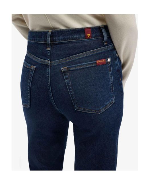7 For All Mankind Blue High Waist Flared Jeans