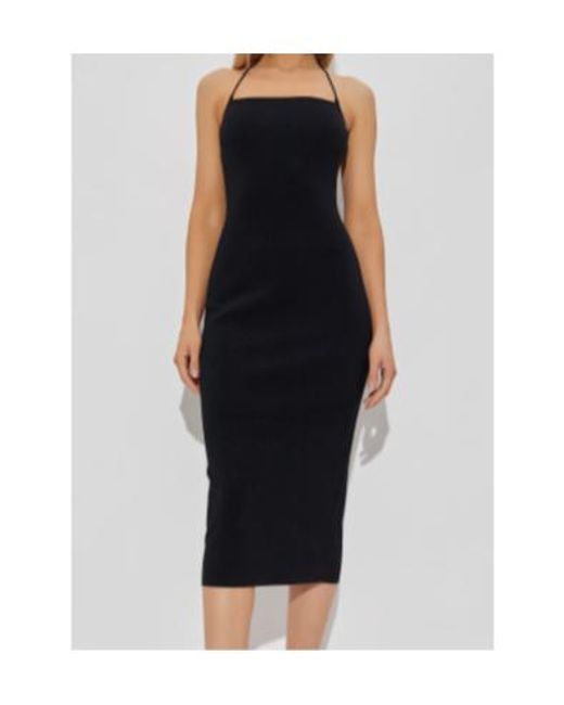 Cult Gaia Black Halterneck Ribbed Midi Dress