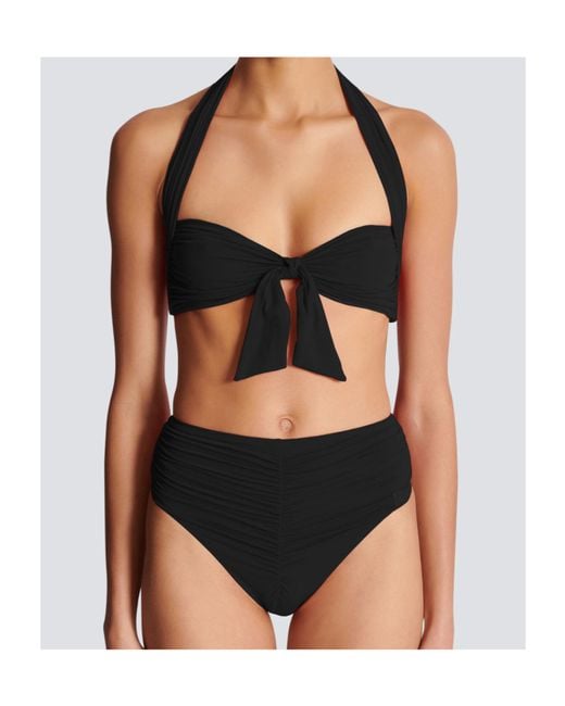 Balmain Black Plain Two Piece Swimsuit