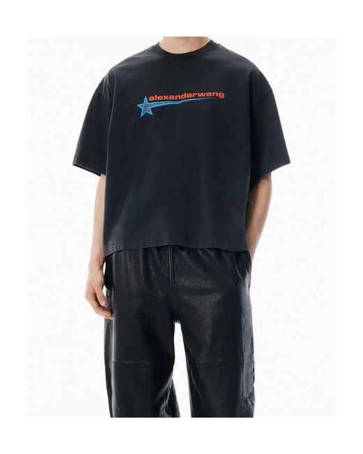 Alexander Wang Black Star Patterned Crewneck T-Shirt for men