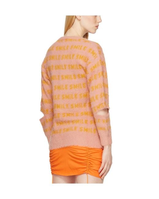 Stella McCartney Orange Striped Cut-Out Sleeved Oversized Sweater