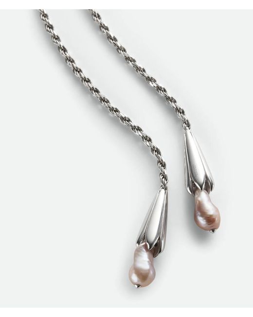 Bottega Veneta White Pearl Scarf Necklace