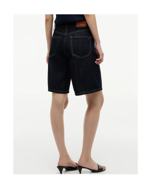 Tommy Hilfiger Blue High Rise Straight Denim Bermuda Shorts