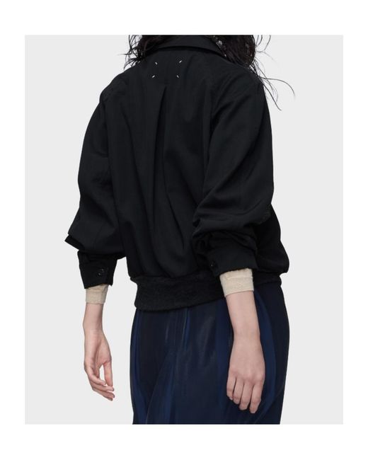 Maison Margiela Black Zip-Up Bomber Jacket